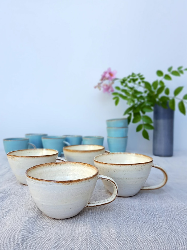 Cappuccino Cup, Rustic Coffee Mug, White Ceramic Mug image 2