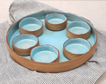 Ceramic Passover Plate and a gift towel , Seder Plate, Pesach Plate