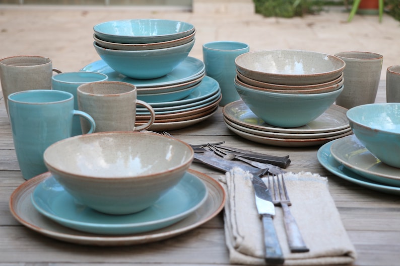 Stoneware Dinnerware Set Mix and Match Dinnerware Set Etsy UK