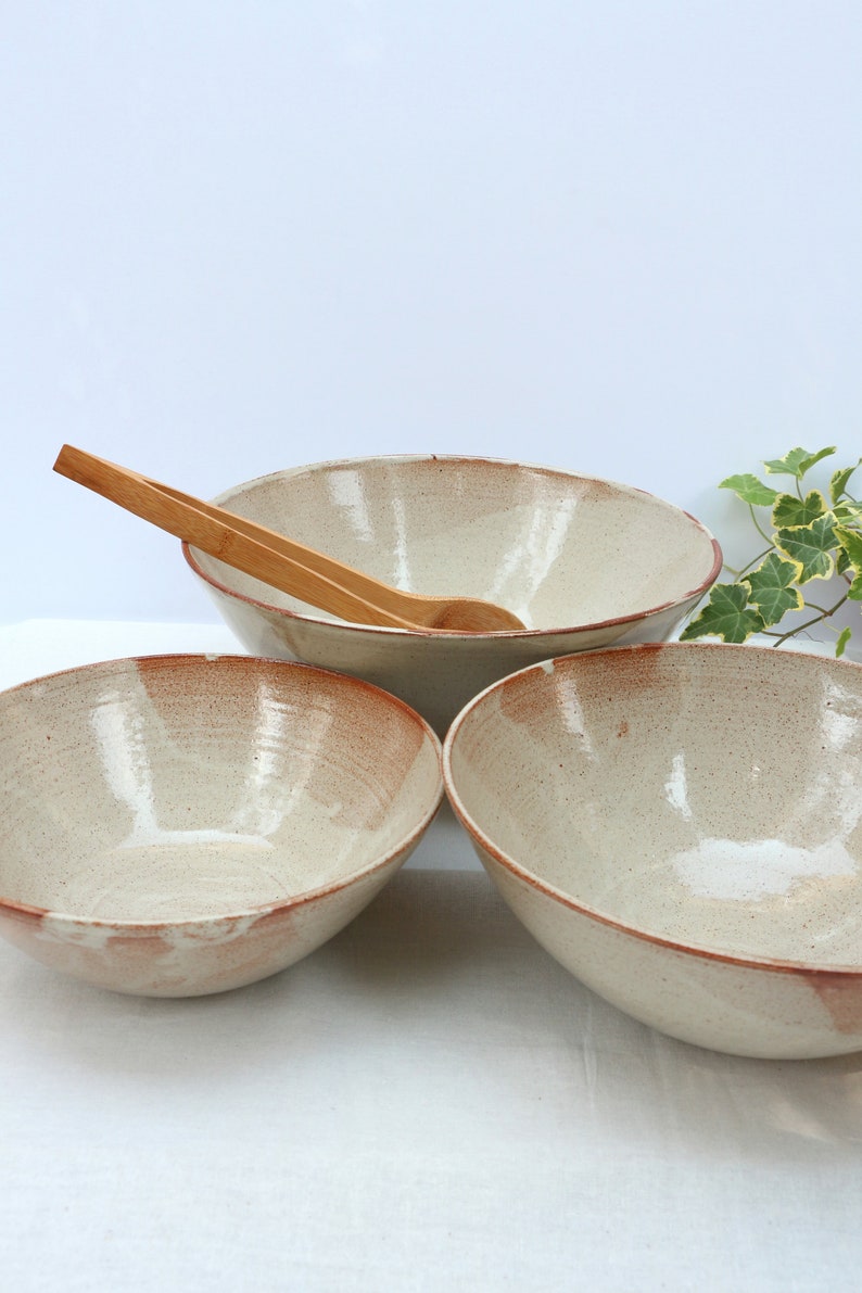 large nesting pottery bowls image 3