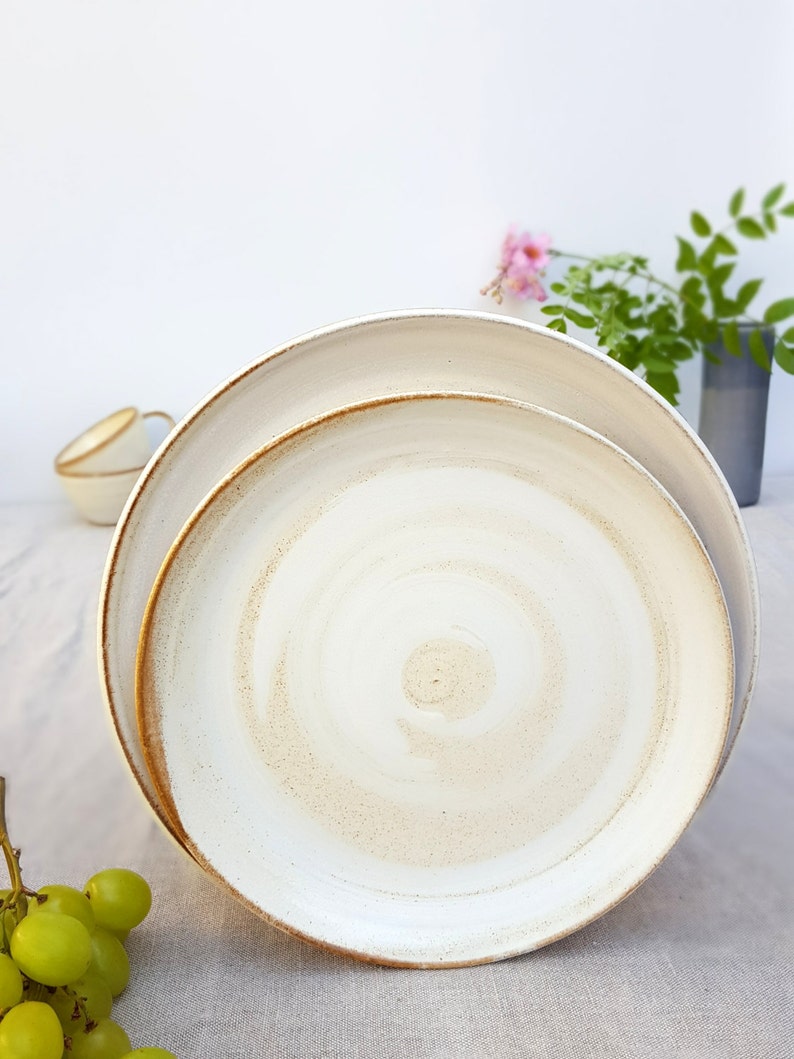 White Ceramic Plate White Dinner Plate Rustic Stoneware Etsy