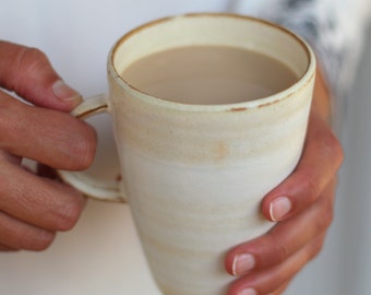 White Pottery Mug Ceramic Mug Pottery Coffee Mug Tall Coffee mug handmade coffee mug rustic coffee mug large tea cup pottery coffee mugs