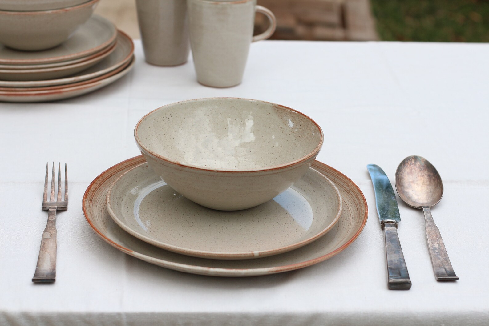 White Pottery Dinnerware Set Handmade Ceramic Dinnerware Etsy