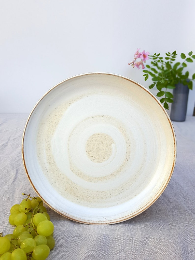 White Ceramic Plate White Dinner Plate Rustic Stoneware Etsy