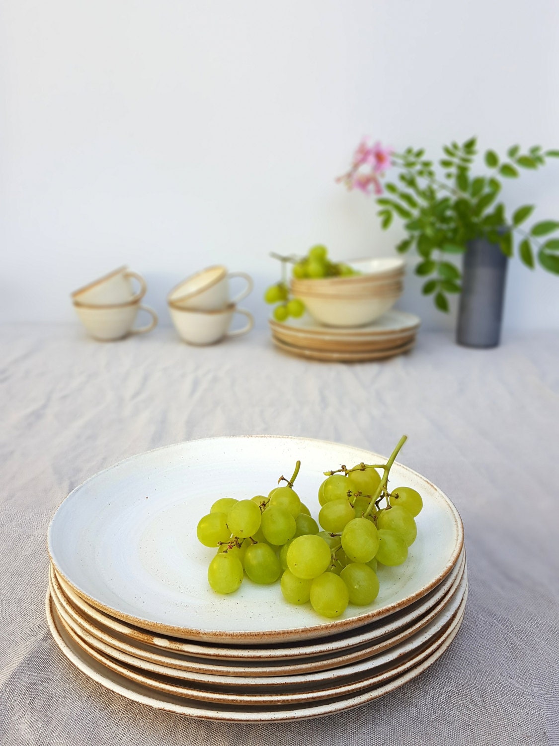 Ensemble de 6 Plaques en Céramique, Assiettes à Dîner, Blanches, Ensemble Registre Mariage, Cadeau C