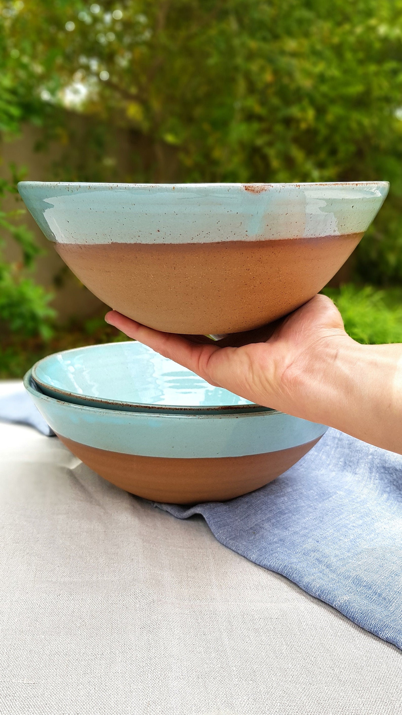 Nesting Bowls Ceramic Large Pottery Bowls Nesting Bowl Set Etsy