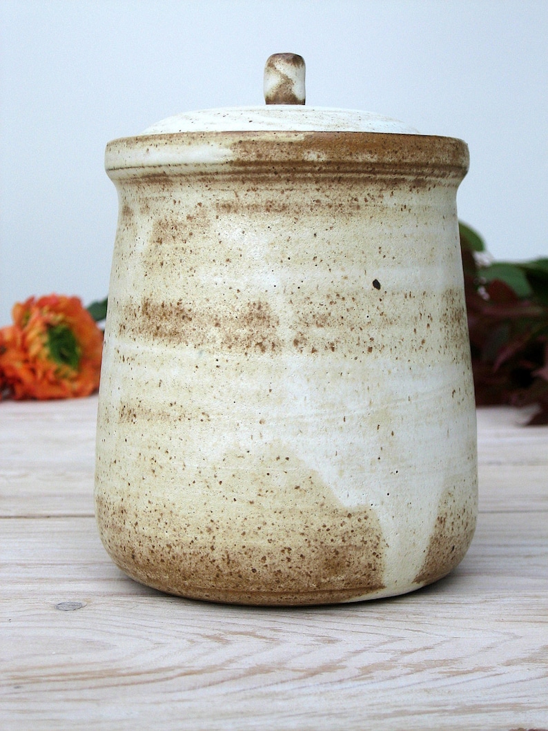 Pottery Storage Jar With Lid, Ceramic Salt Cellar, Pottery Lidded Jar image 2