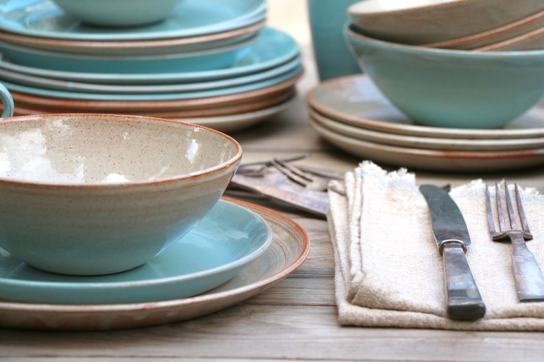 Stoneware Dinnerware Set Mix and Match Dinnerware Set Etsy UK