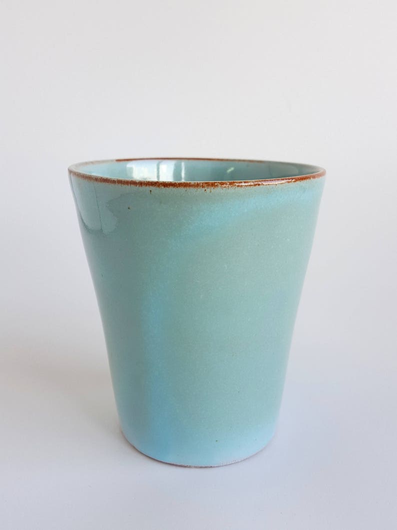Turquoise Pottery Mug, Ceramic Coffee Mug Tumbler, Light Blue Tumbler, Coffee Tumbler, Ceramic Tumbler, Wine Tumbler, Handmade Coffee Mug image 3