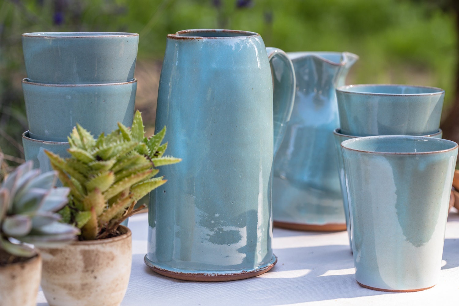 Ensemble de Pichet et Tasses, Ensemble Pichet, Vin, Poterie, Verres, Cadeau Pour Couple, Pendaison C