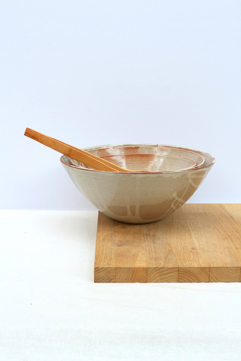 large nesting pottery bowls image 2