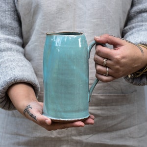 Pitcher and Mugs Set, Pitcher Set, Wine Set, Pottery Pitcher, Pitcher and Glasses, Gift for Couple, Housewarming Gift, Wedding Gift Idea All light blue