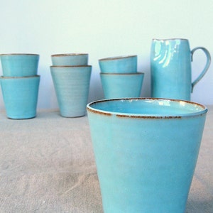 Turquoise Pottery Mug, Ceramic Coffee Mug Tumbler, Light Blue Tumbler, Coffee Tumbler, Ceramic Tumbler, Wine Tumbler, Handmade Coffee Mug image 4
