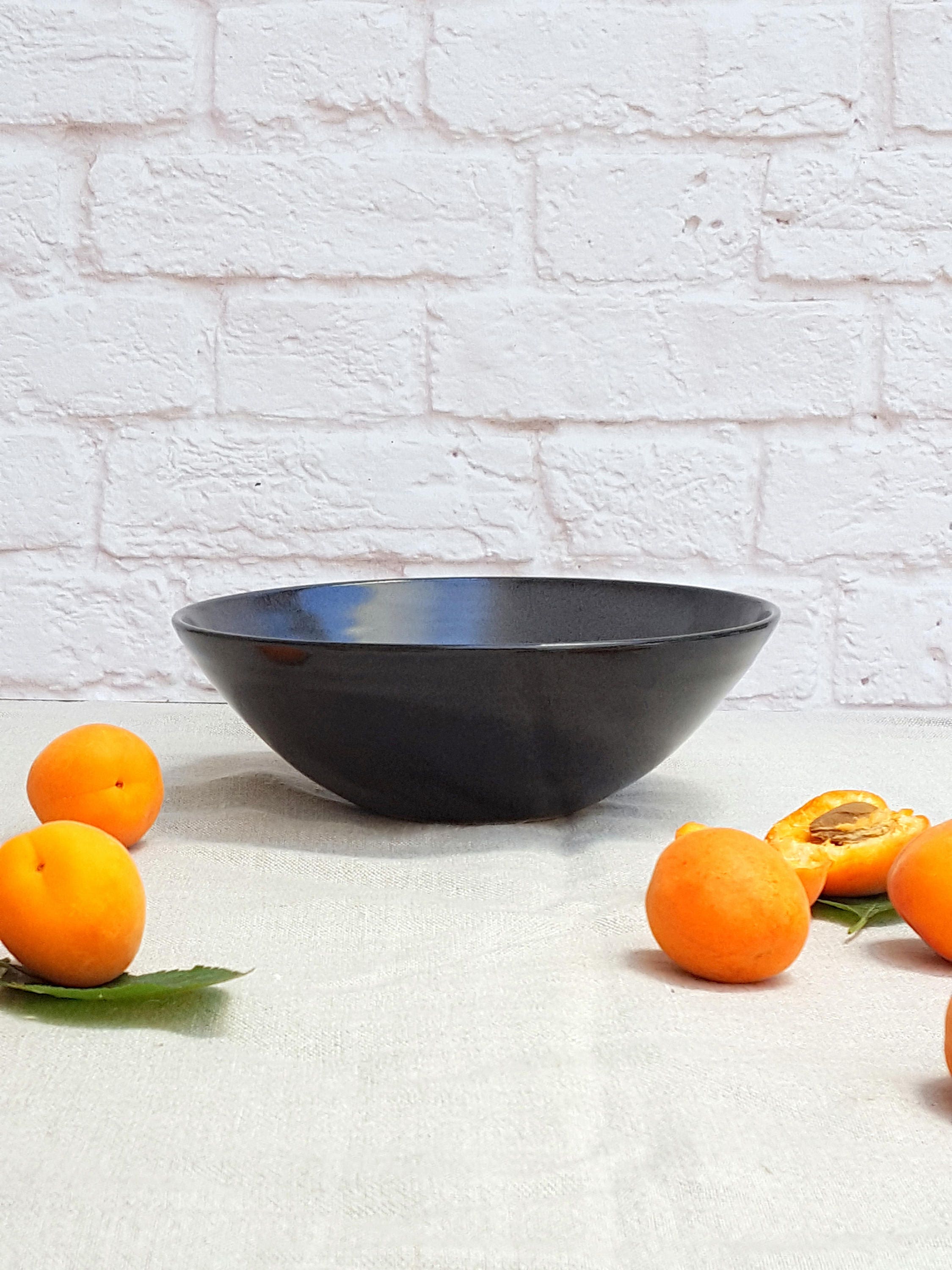 Black Ceramic Pasta Bowl Ceramic Bowl Pottery Bowl Noodles Etsy