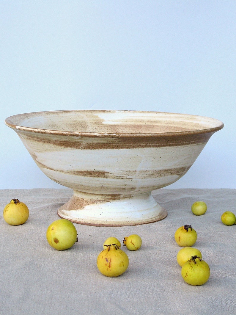 Large Ceramic Pedestal Bowl, Pedestal Fruit Bowl, Footed Ceramic Bowl, Pedestal Dish image 3