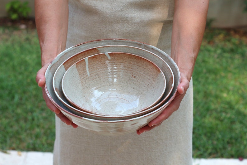 large nesting pottery bowls image 4