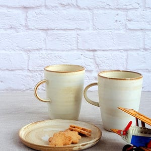 2 Pottery Mug Set, Ceramic Mug Set, Mug Set for 4, Set of 6 image 2