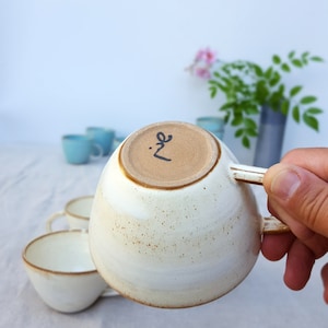 Cappuccino Mug, White Mug, Ceramic Mug, Handmade Coffee Mug, Coffee Lovers Gift, Ceramic Cappuccino Cup, Italy Cappuccino Cup, Rustic Mug image 5