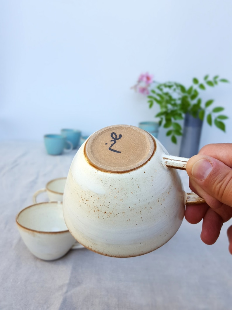 Cappuccino Cup, Rustic Coffee Mug, White Ceramic Mug image 5