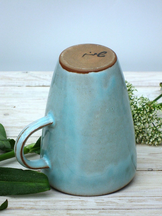Turquoise Pottery Mug, Ceramic Mug, Tall Coffee Mug, Ceramic Coffee Mug, Latte  Mug, Large Tea Mug, Large Tea Cup, Handmade Coffee Mug 