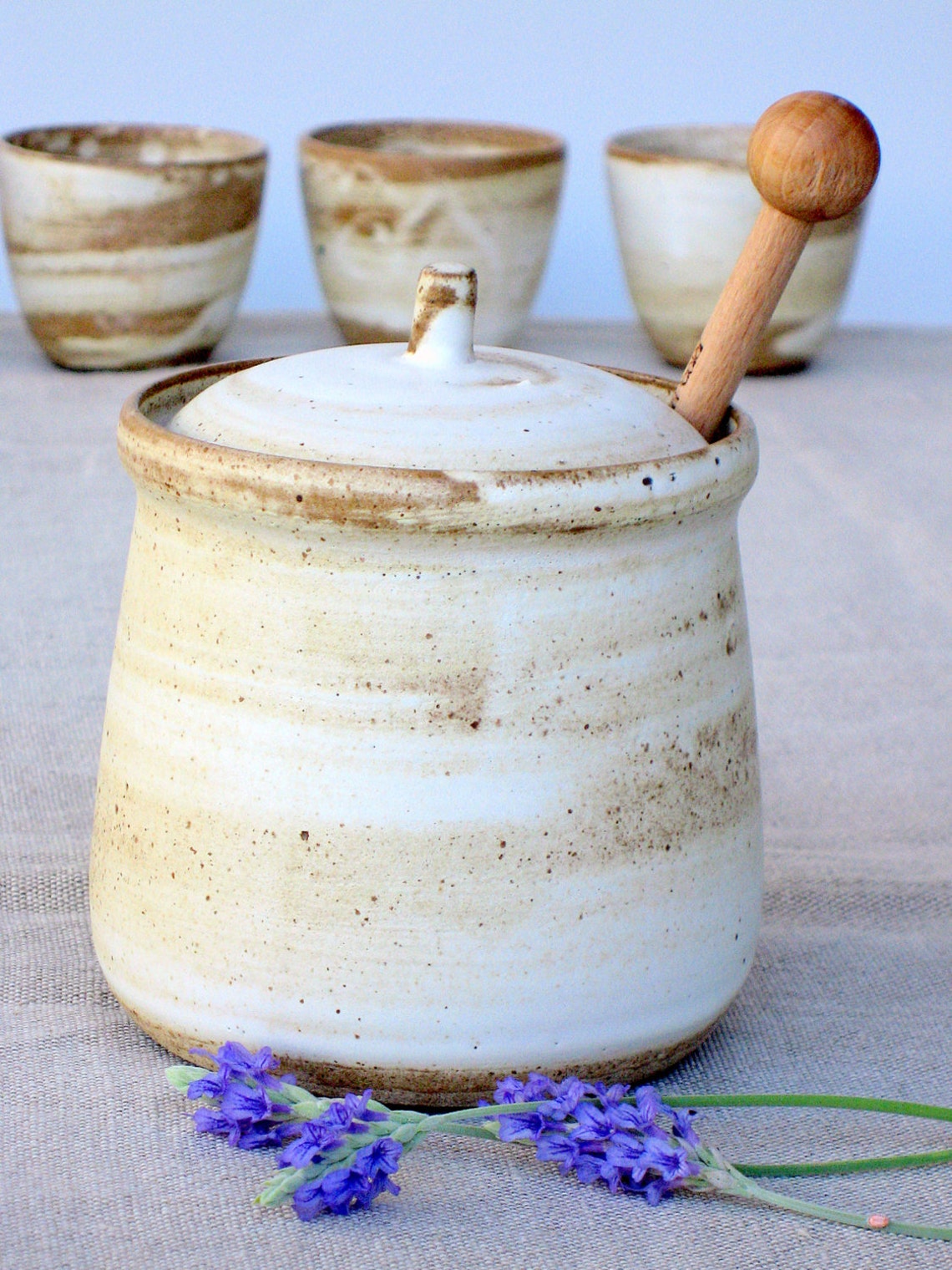 Ceramic Honey Pot Ceramic Jar With Lid Sugar Jar Ceramic Etsy