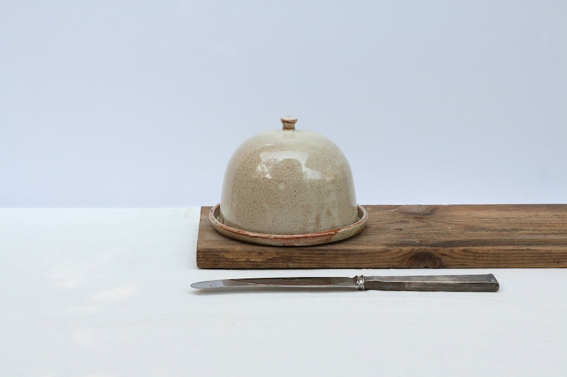Ceramic Covered Butter Dish White Speckled Pottery Butter Etsy UK