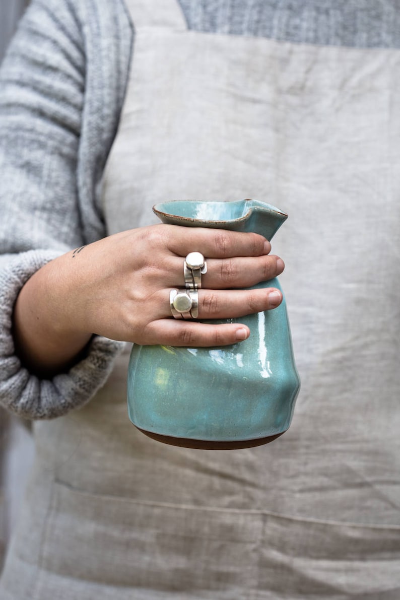 Turquoise Carafe, Water Carafe, Bedside Carafe, Ceramic Wine Carafe image 2