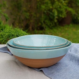 large nesting pottery bowls image 7