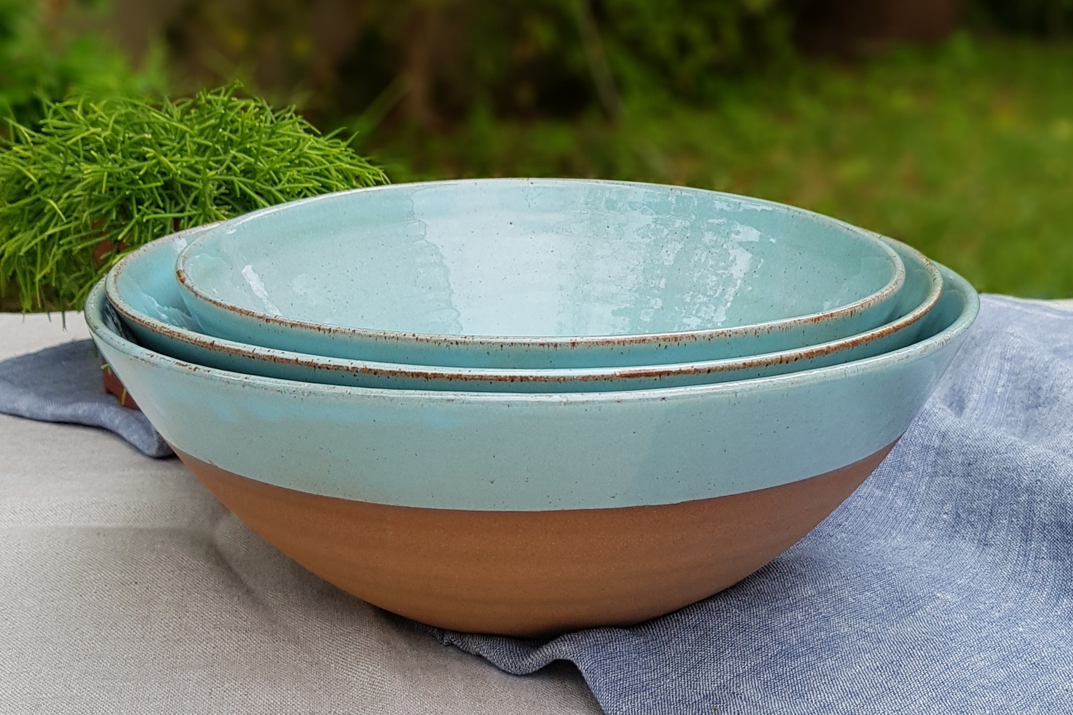 Nesting Bowls Ceramic Large Pottery Bowls Nesting Bowl Set Etsy