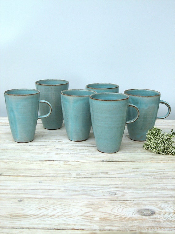 Turquoise Coffee Mug, Large Coffee Mug, Tall Coffee Mug, Large Tea Mug,  Large Tea Cup, Pottery Mug, Handmade Coffee Mug, Ceramic Coffee Mug 