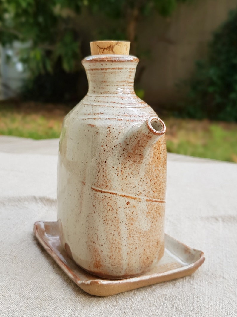 Black Olive Oil Cruet Rustic Ceramic Flask Soy Sauce Bottle Etsy