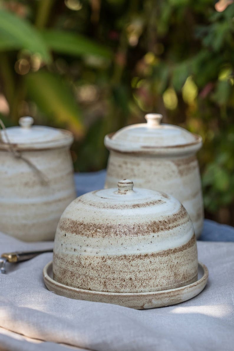 Ceramic Butter Dish, Pottery Butter Dish, Rustic Butter Keeper, Butter Crock with Lid, Lidded Butter Dish, Butter Serving Platter, Handmade image 3