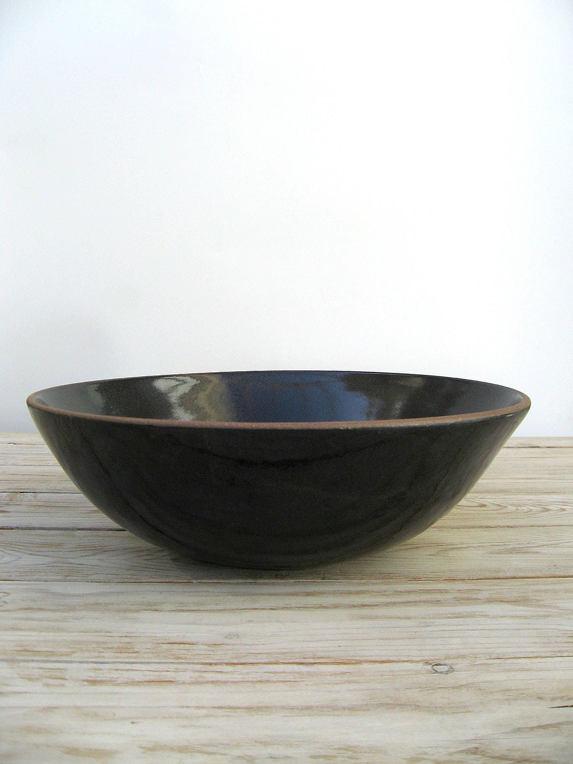 Large Ceramic Serving Bowl Black Pottery Bowl Black Serving Etsy
