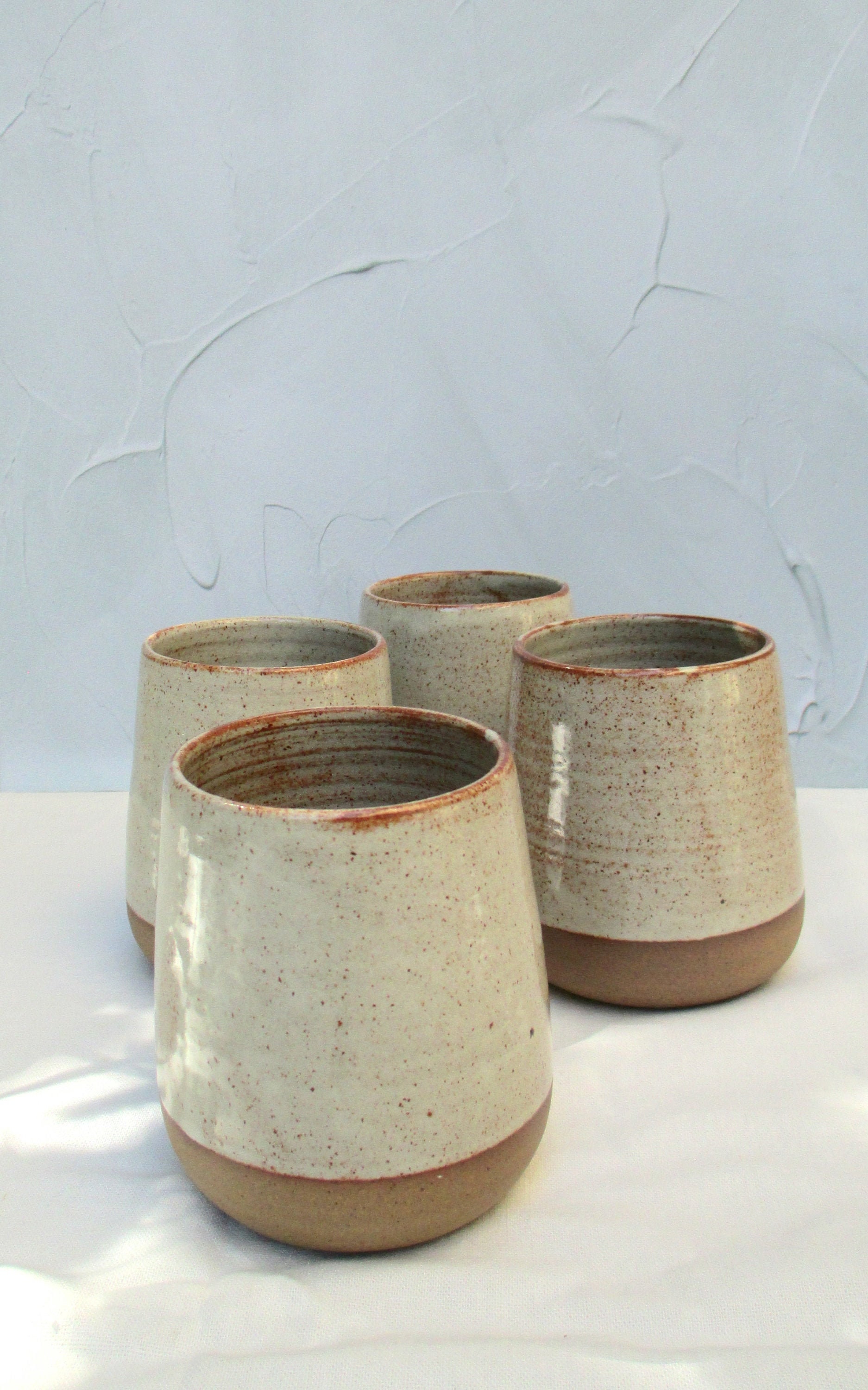 Ensemble Blanc de Tasses Poterie, Tumblers Café Poterie