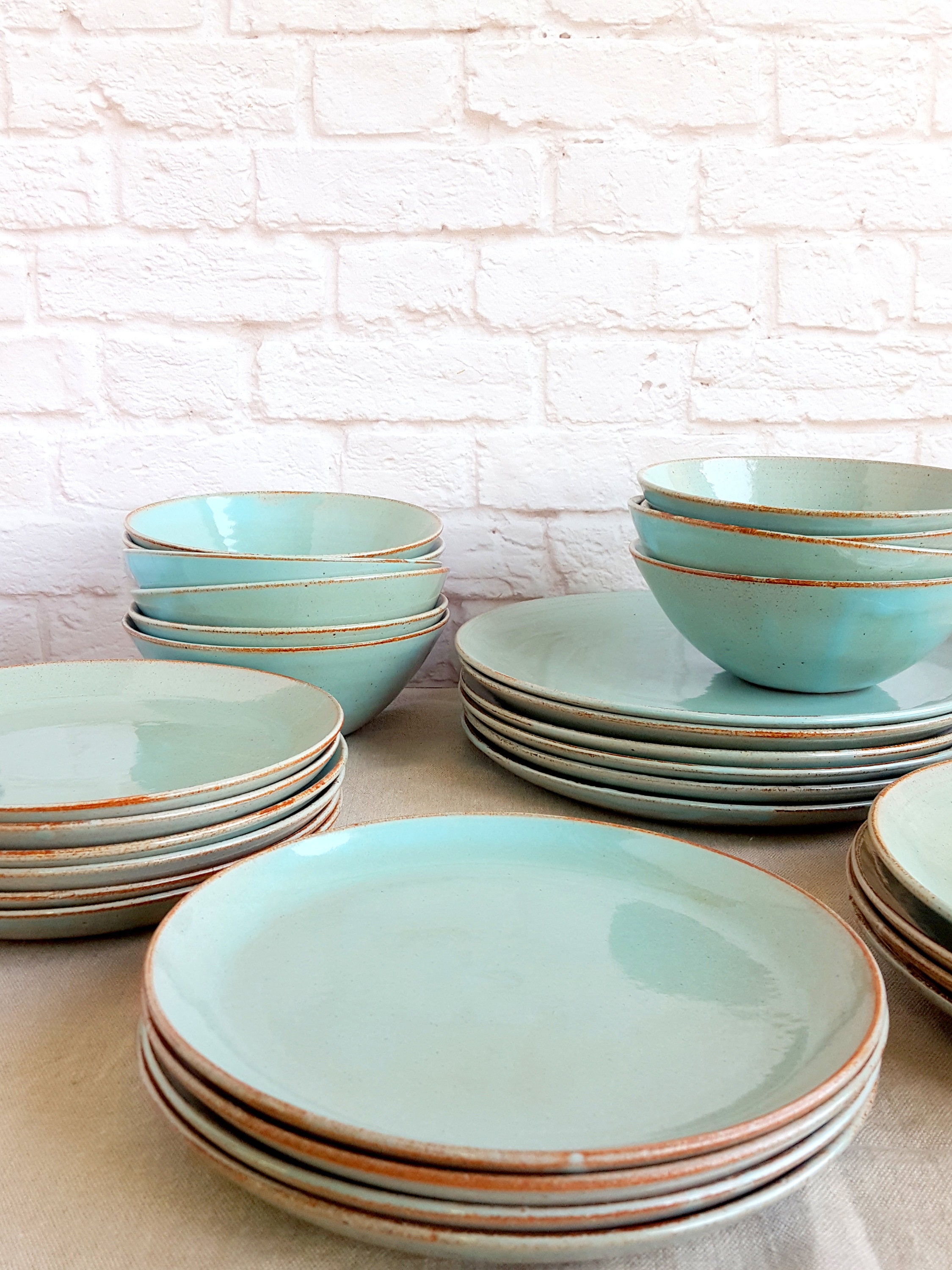 Turquoise Dinnerware Set Stoneware Dinnerware Wedding Gift Idea