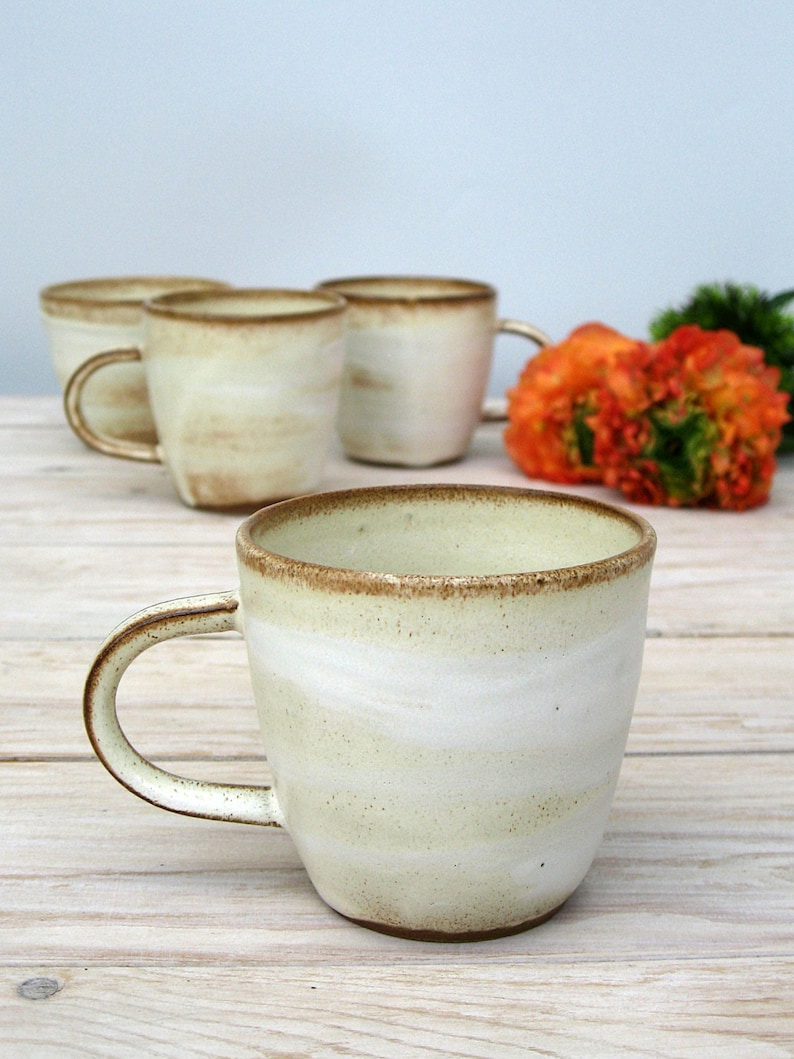 Espresso Mug, White Mug, Ceramic Mug, Handmade Coffee Mug, Coffee Lovers Gift, Ceramic Espresso Cup, Italy Espresso Cup, Rustic Coffee Mug image 5