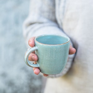 Keramik Becher Handgemacht, Kaffee Liebhaber Geschenk, Keramik Kaffeetasse, Keramik Espressotasse, Keramik Becher, Türkis Becher, Italien Espressotasse Bild 6