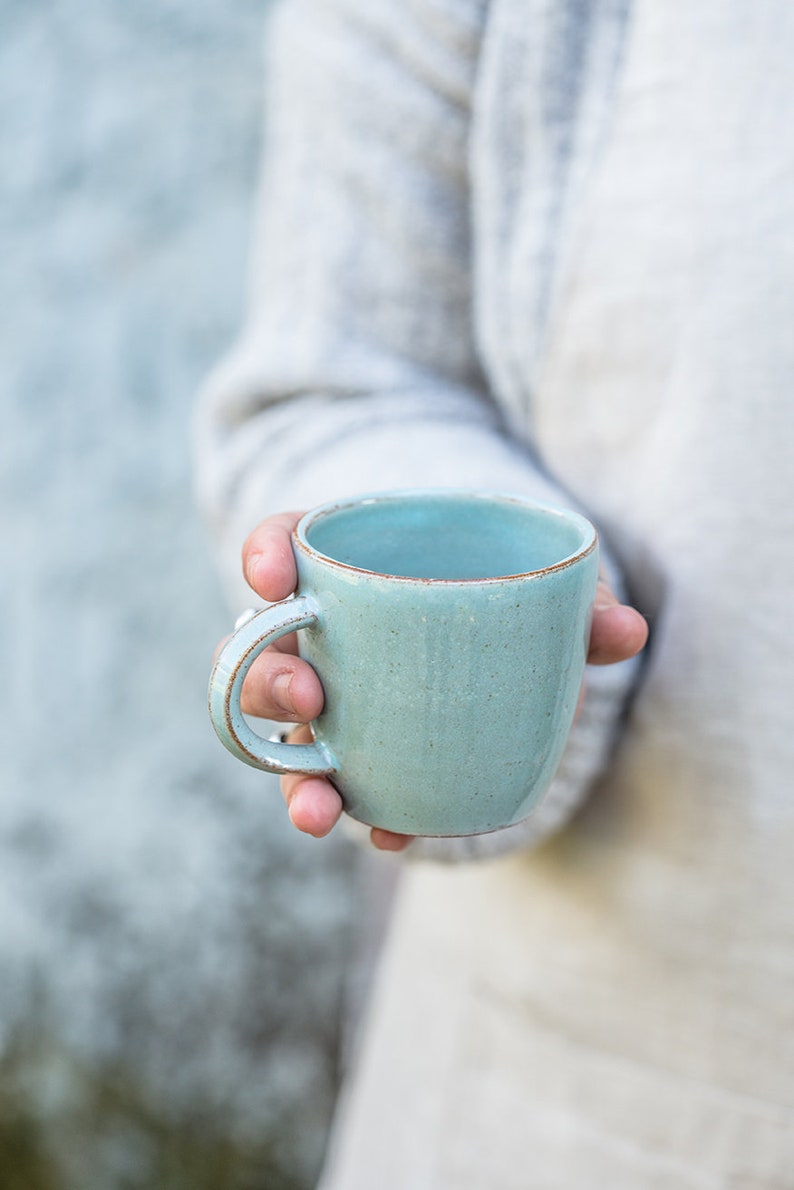 Keramik Becher Handgemacht, Kaffee Liebhaber Geschenk, Keramik Kaffeetasse, Keramik Espressotasse, Keramik Becher, Türkis Becher, Italien Espressotasse Bild 6