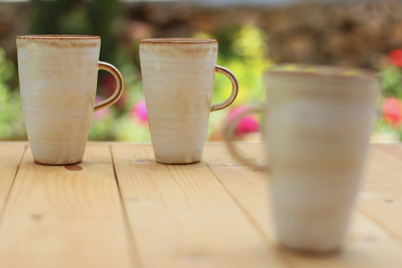 White Pottery Mug, Large Coffee Mug, Tall Coffee Mug, Pottery Mug Handmade, Ceramic Coffee Mug, Rustic Coffee Mug, Tall Mug, Stoneware Mug image 6