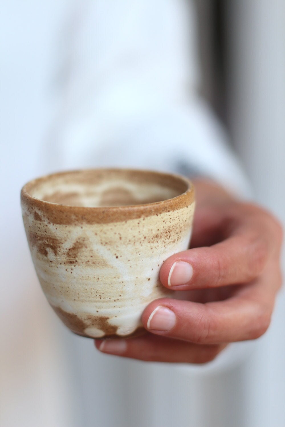 Tasse de Poterie d'espresso, Tasse Blanche, en Céramique, à Café Faite La Main, Cadeau d'amoureux Ca