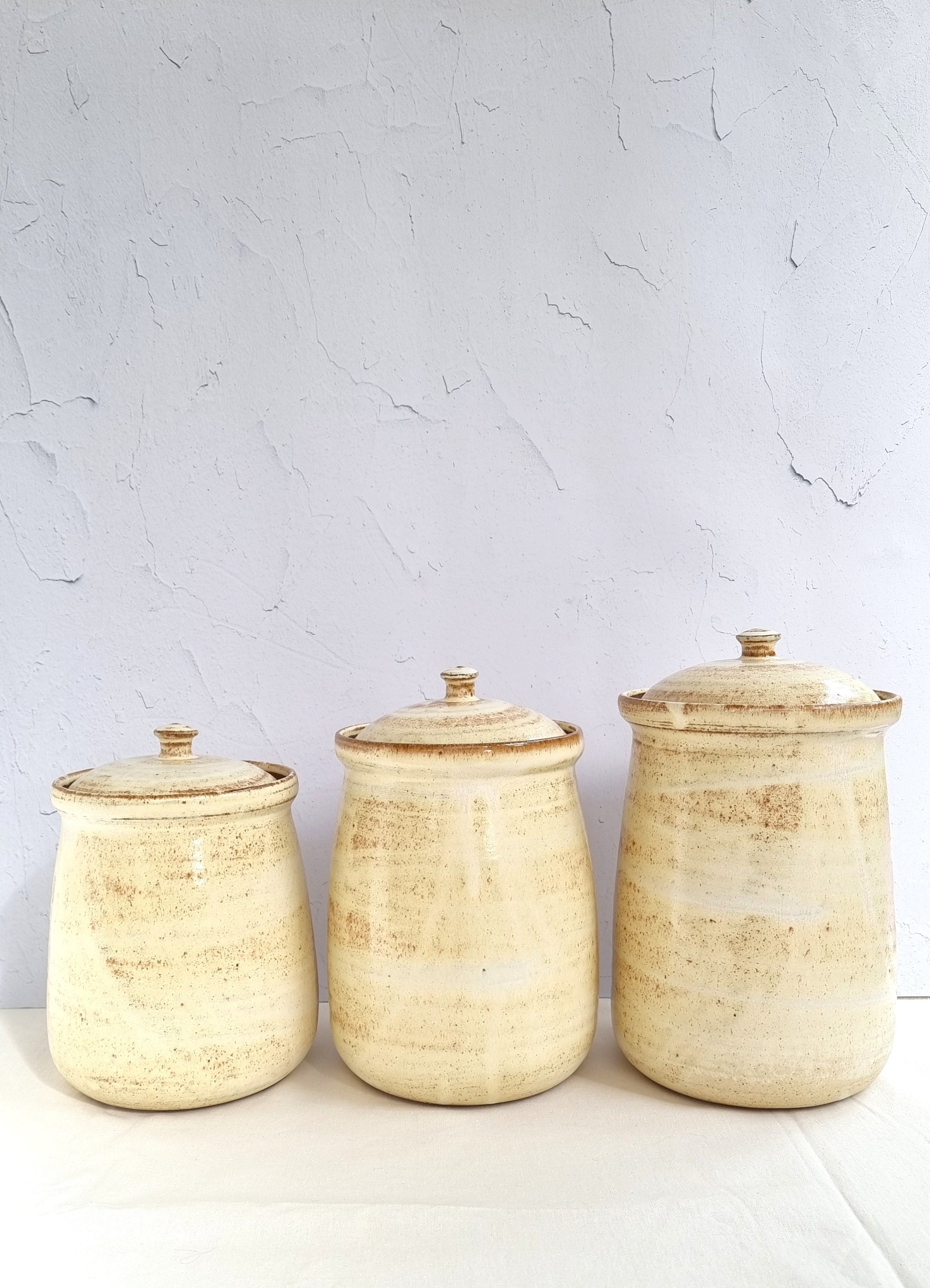Flour, Rice, and Sugar Glass Canisters, Set of 3
