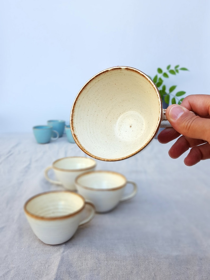 Cappuccino Cup, Rustic Coffee Mug, White Ceramic Mug image 4