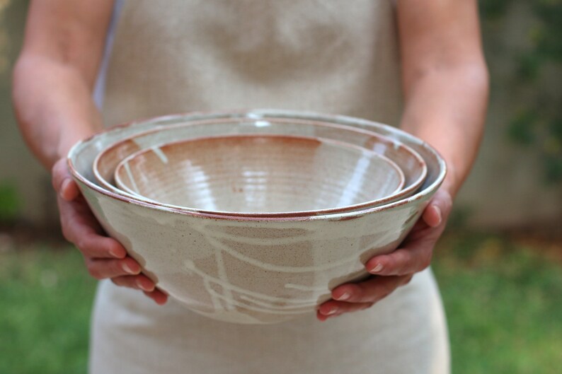 Nesting Bowls Ceramic Large Pottery Bowls Nesting Bowl Set Etsy