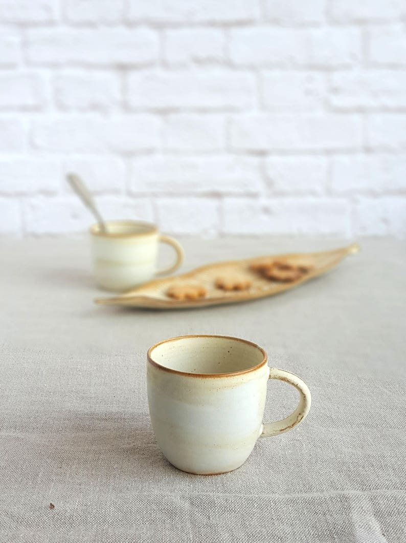 Espresso Mug, White Mug, Ceramic Mug, Handmade Coffee Mug, Coffee Lovers Gift, Ceramic Espresso Cup, Italy Espresso Cup, Rustic Coffee Mug image 2