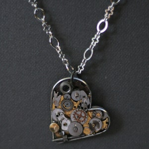 Necklace -- Pendant necklace -- Unique steampunk design -- Stylish and fun:  Heart of the Machine (large), Model 63N