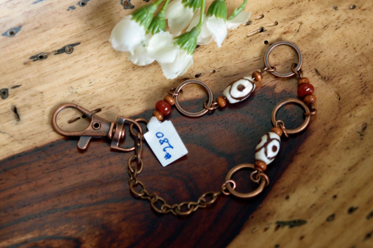 Dzi Barrels With Carnelian and Wood - Model 280 Wristlet