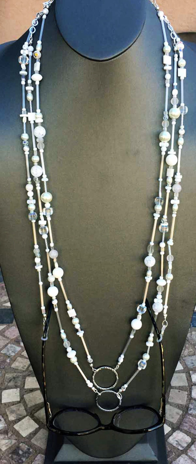 Glasses Holder Beaded Eyeglass Holder Color and Silver Etsy