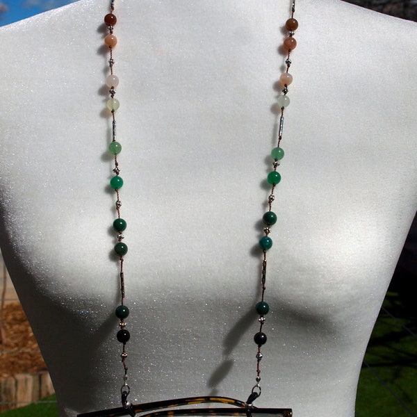 Earthy Stones with Silver Elements - Model 250 Glasses and mask chain necklace