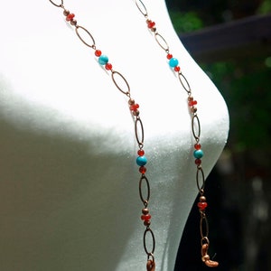 Ovals, Carnelian and Turquoise - Model 210 Glasses and mask chain necklace