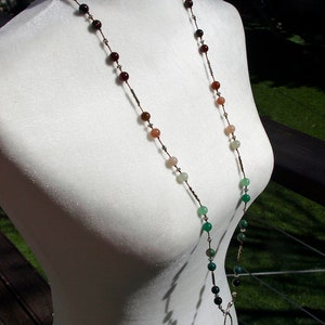 Earthy Stones with Silver Elements - Model 250 Lanyard Badge Holder Necklace